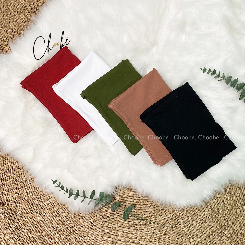 Áo croptop nữ Choobe chất cotton, áo ba lỗ cộc tay kiểu ôm vải co giãn A17