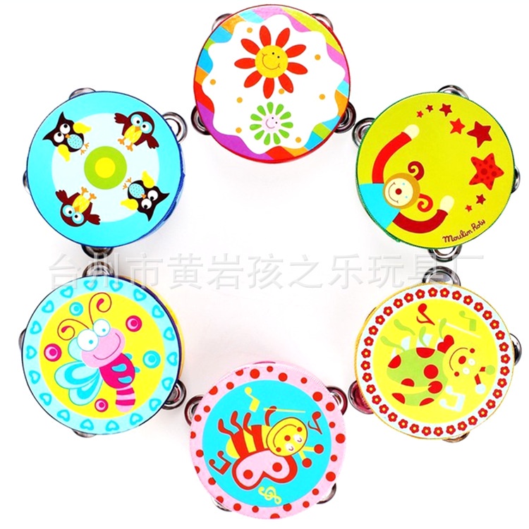 Trống Vỗ Tambourine Xắc Xô Cho Bé Đường Kính 15cm Bằng Gỗ Cho Bé