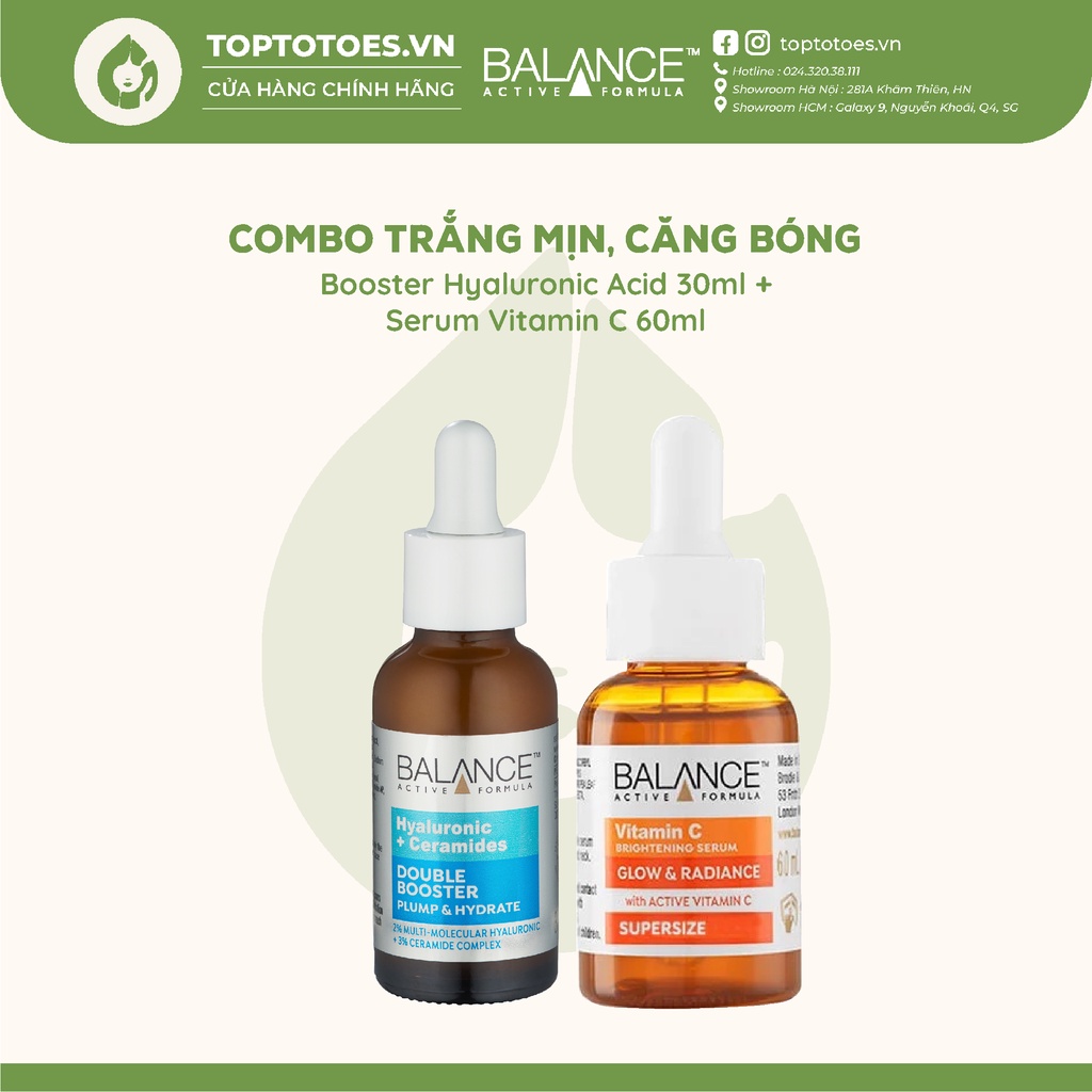 Serum cấp nước, phục hồi da Balance 2% Hyaluronic Acid + 3% Ceramides Double Booster 30ml