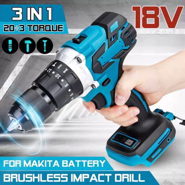 Máy khoan pin 3 chức năng không than và có chổi than