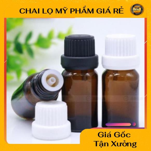 Lọ Chiết Serum ❤ RẺ VÔ ĐỊCH ❤ [5ml,10ml] Chai lọ đựng tinh dầu thủy tinh nắp đen nhỏ giọt , phụ kiện du lịch