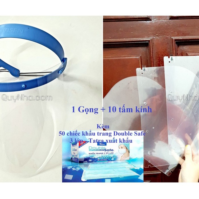 Combo kính chắn giọt bắn và khẩu trang phòng dịch