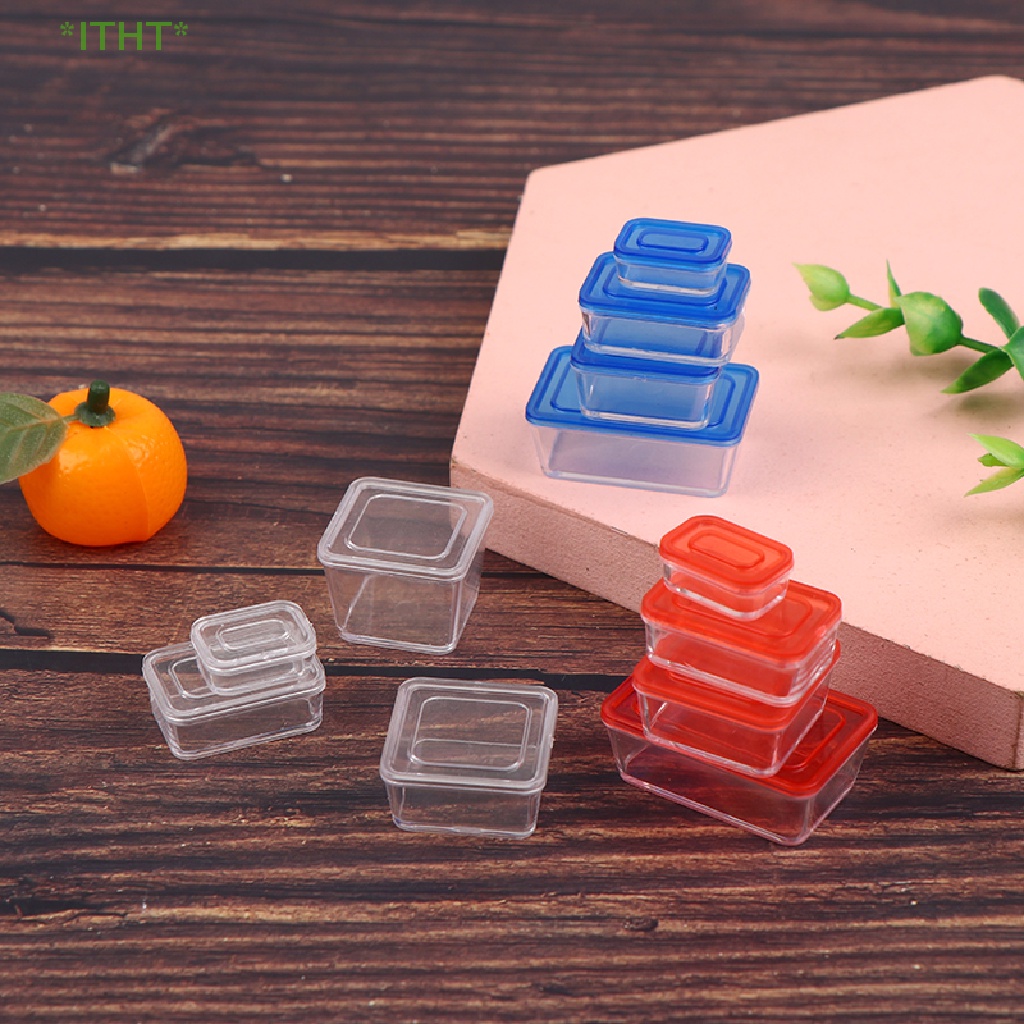 Set 4 Hộp Cơm Mini Tỉ Lệ 1 / 12 Dùng Để Trang Trí Nhà Búp Bê Mới