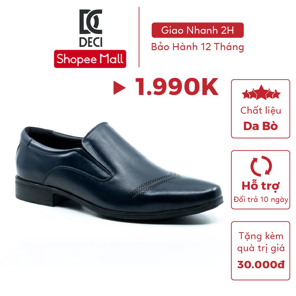 Giày tây nam loafer da bò nhập khẩu cao cấp DECI GTA-NAVY 03