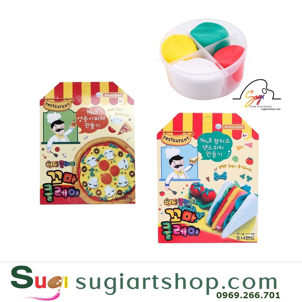 Đất Sét Nhẹ xốp 4 màu Hàn Quốc - Đất sét 4 màu DonerLand (32g) Hàn Quốc