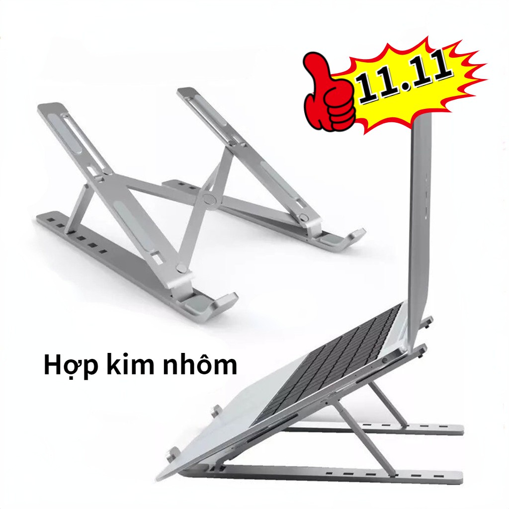 Giá đỡ LAPTOP, MACBOOK, IPAD bằng nhôm có thể điều chỉnh được độ cao, đế tản nhiệt laptop, đế kê laptop nhôm
