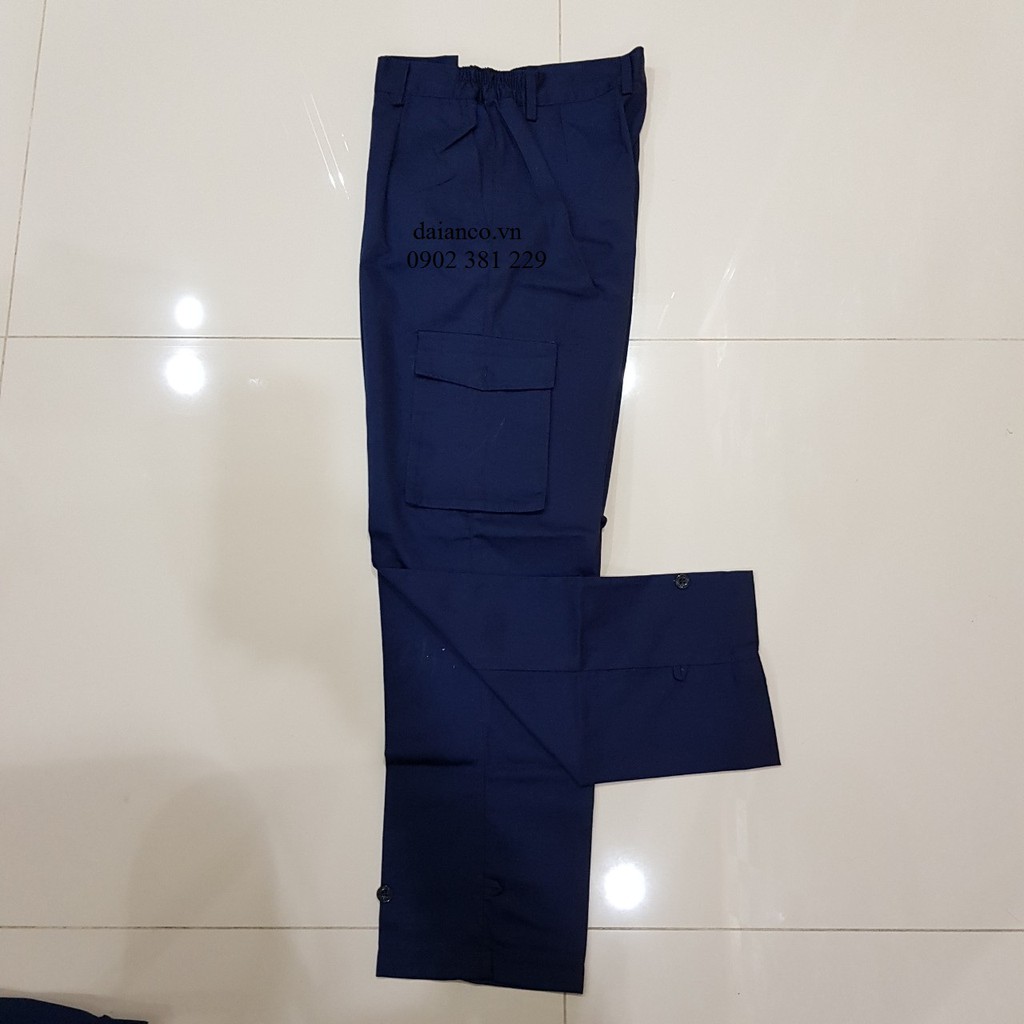 Bộ quần áo bảo hộ, quần áo kỹ sư màu xanh đen phối đỏ - DA11