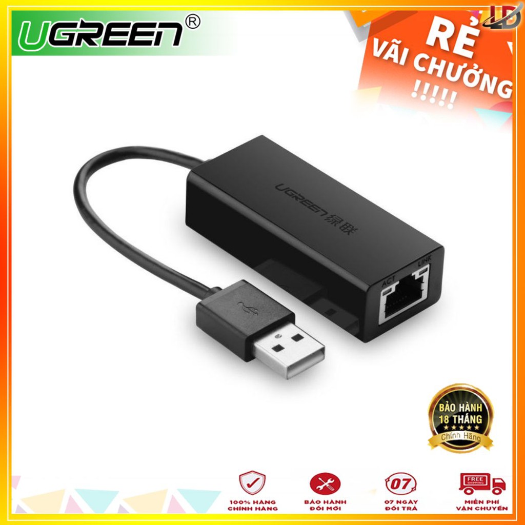 Dây USB 2.0 sang 10/100mbps Lan chip AXIS88772 UGREEN CR110