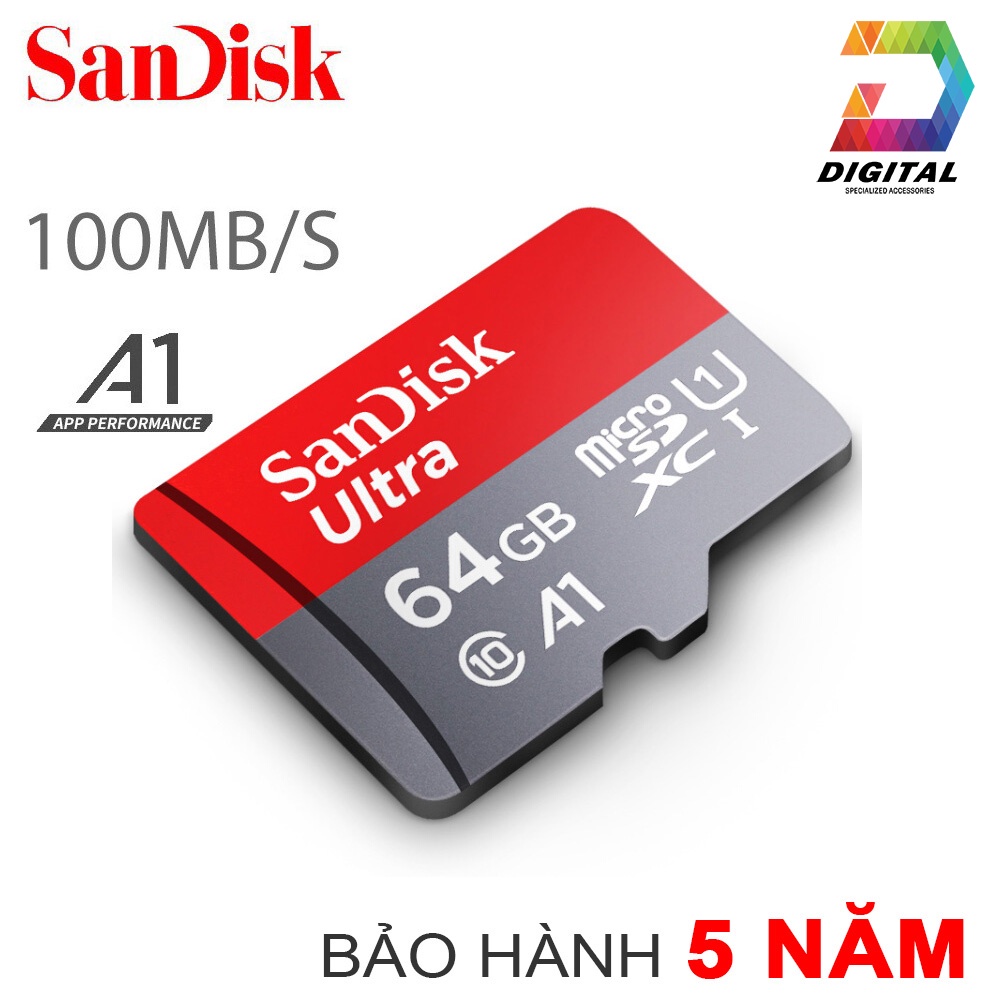 Thẻ Nhớ SanDisk 64GB Ultra 100MB/s MicroSDXC UHS-I A1 Chính Hãng