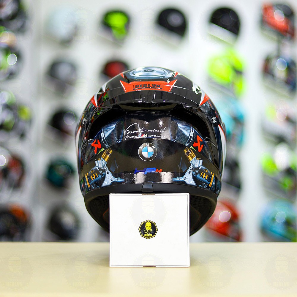 Tem BMW HP4 Đỏ Cho Mũ Fullface, Mũ Yohe 978, Mũ Roc01