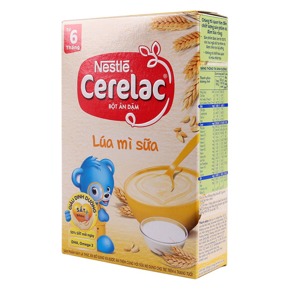 [CHÍNH HÃNG] Bột Ăn Dặm Nestle' Cerelac Lúa Mì Sữa Hộp 200g