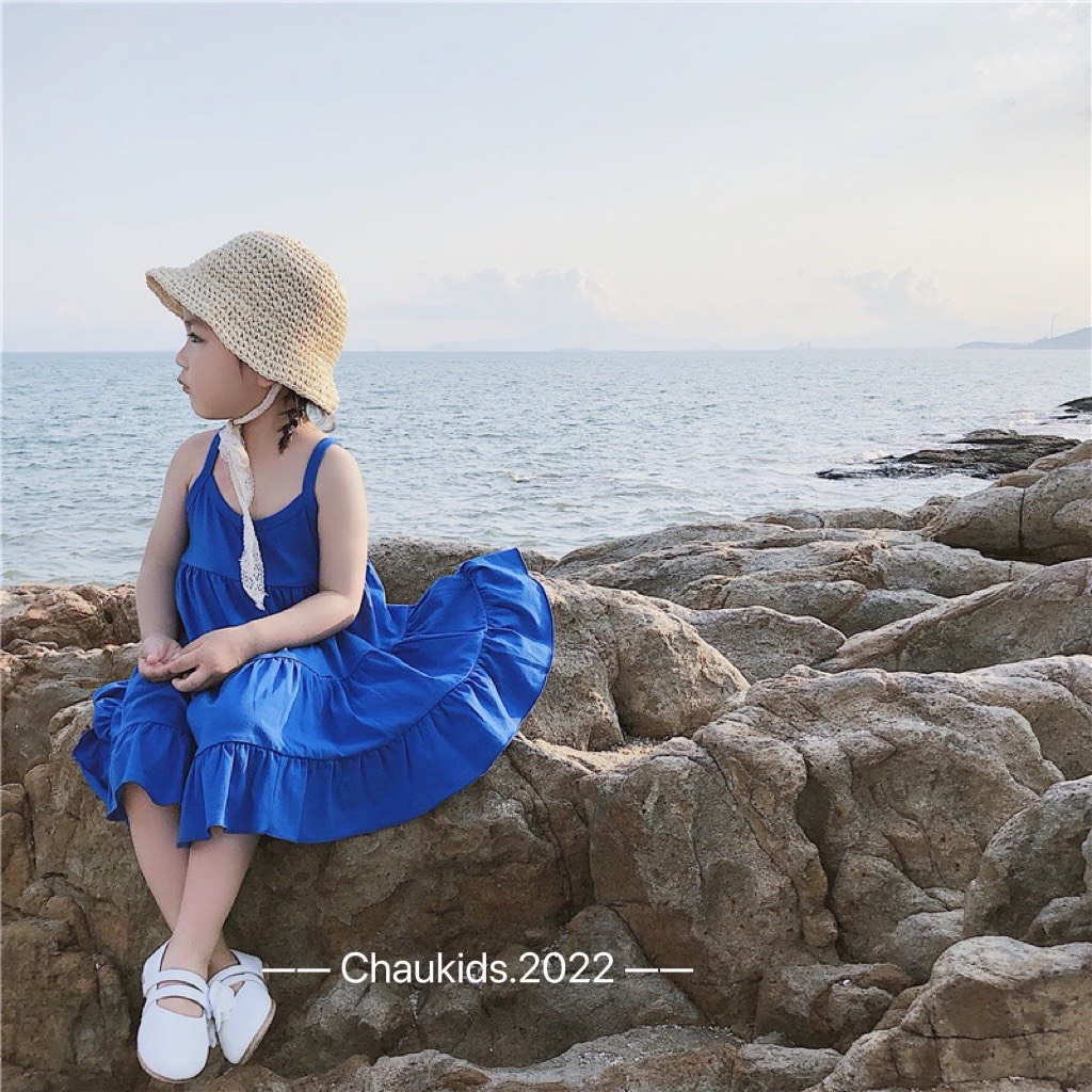 Váy maxi đi biển, váy maxi chất cotton đũi 4 màu siêu đẹp cho bé