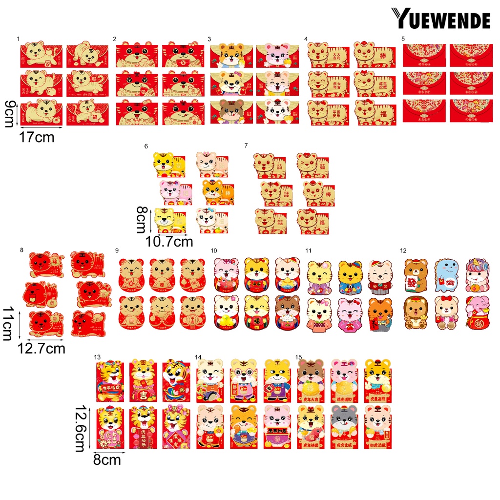 Set 6 phong bì in họa tiết động vật năm mới 2022