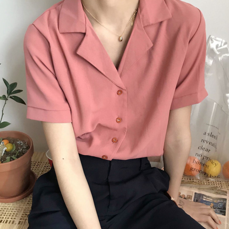 Áo Sơ Mi Voan Tay Ngắn Thời Trang Dành Cho Nữ