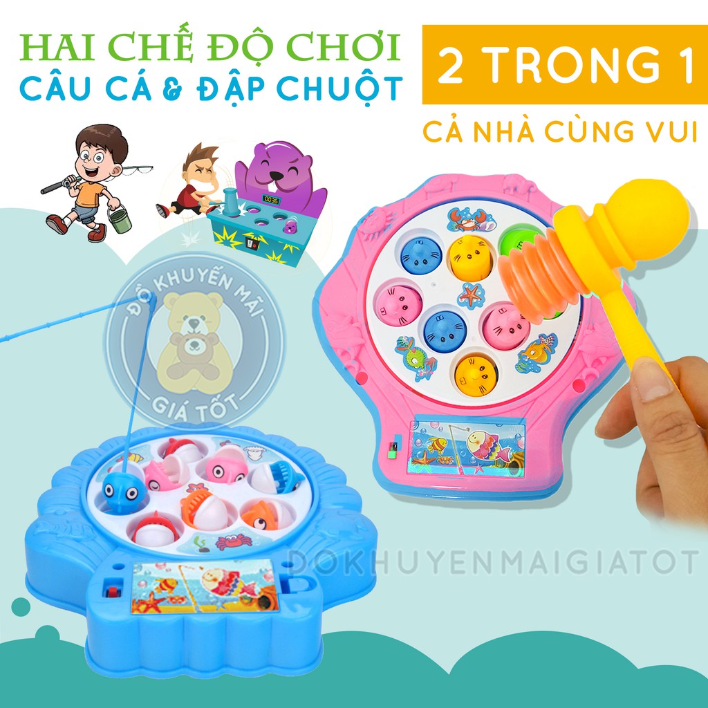 Bộ đồ chơi câu cá kiêm đồ chơi đập chuột 2 in 1 dùng pin có phát nhạc cho bé 693C