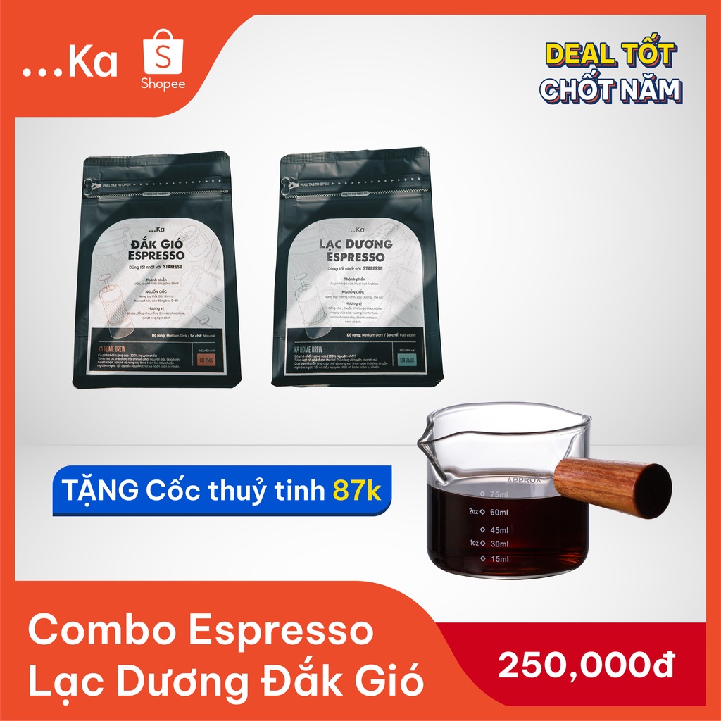 COMBO Dark Gió-Lạc Dương, Cà phê rang xay nguyên chất pha Espresso dùng tốt nhất với Staresso, Wacaco - KaHomebrew