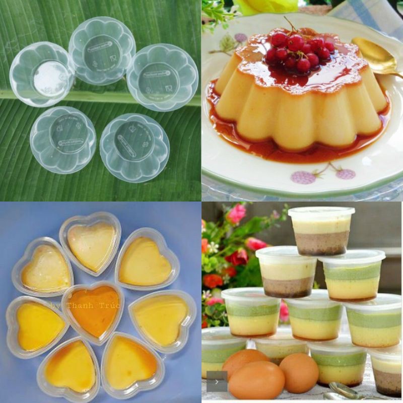 Bộ 20 hộp - Khuôn bánh flan - khuôn rau câu hình bông mai
