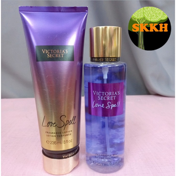 Set 2 chai Dưỡng thể (Lotion) và xịt thơm cơ thể (Mist) mùi Love spell hương đào thanh tươi dịu ngọt skkh