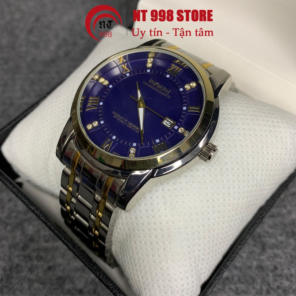 Đồng hồ FNGEEN mặt xanh đính đá [Có lịch ngày] dây thép không gỉ, đồng hồ thời trang nam cao cấp | BigBuy360 - bigbuy360.vn