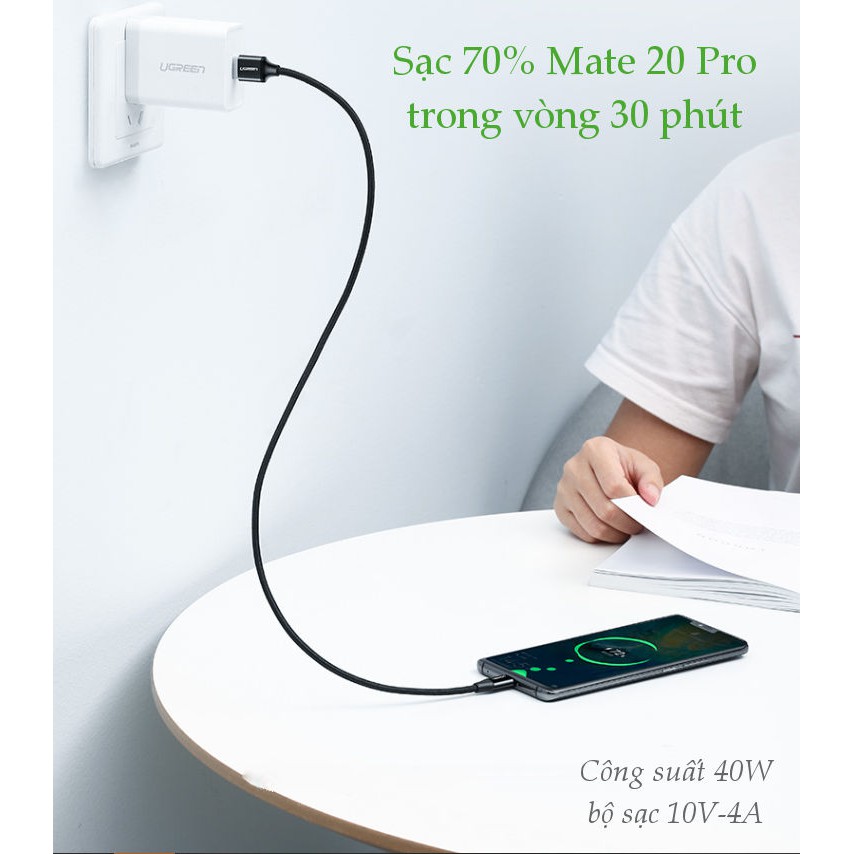 Dây cáp sạc và truyền dữ liệu USB type C, độ dài 0.5-1m UGREEN US279 công suất 40W