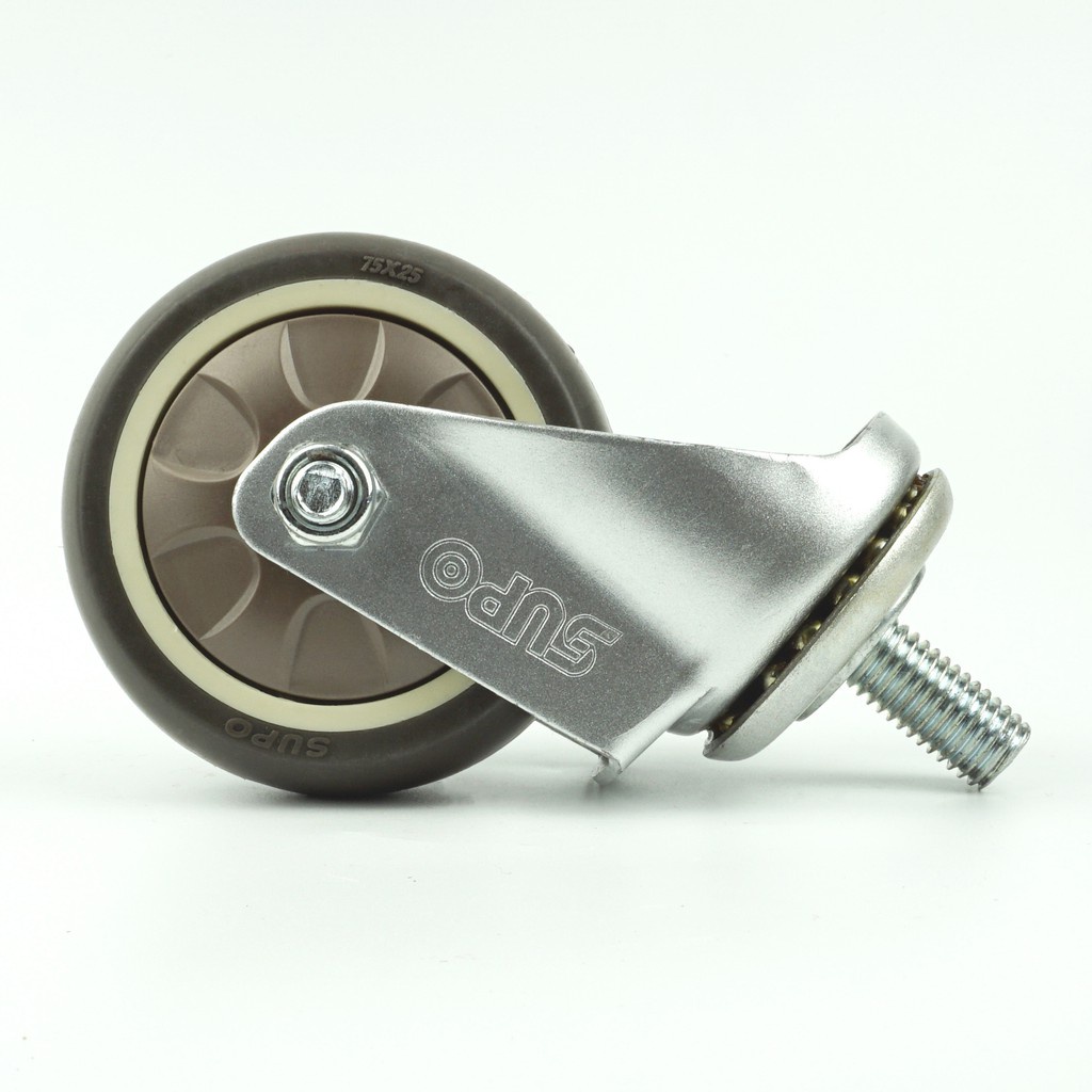 Bánh xe đẩy cao su TPR Niken xám