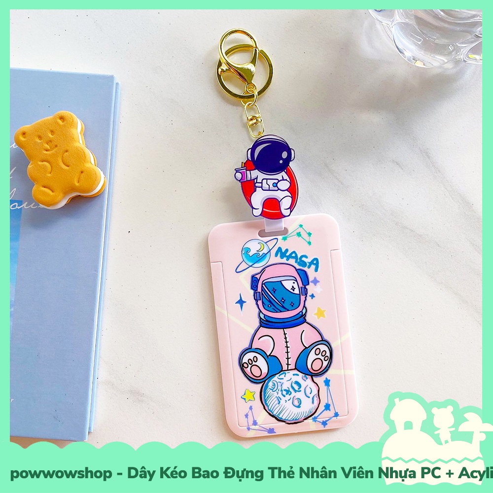 [Sẵn VN - Hỏa Tốc] Dây Kéo Bao Đựng Thẻ Nhân Viên Nhựa PC + Acrylic Phong Cách Không Gian Phi Hành Gia Astronaut