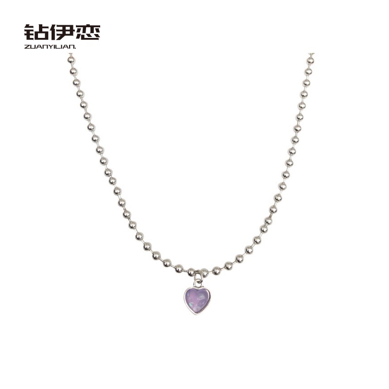 Vòng cổ mặt hình trái tim màu tím thời trang