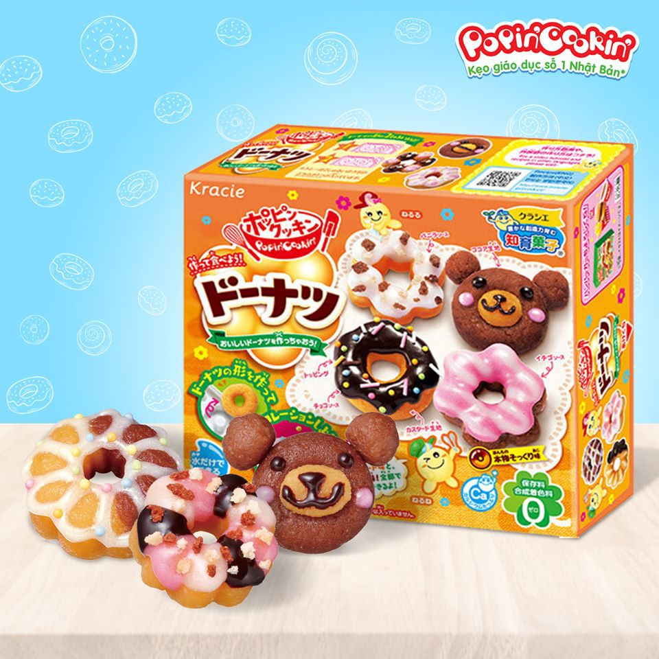 Combo 2 hộp kẹo đồ chơi Popin cookin Donuts - Bộ làm bánh Donut