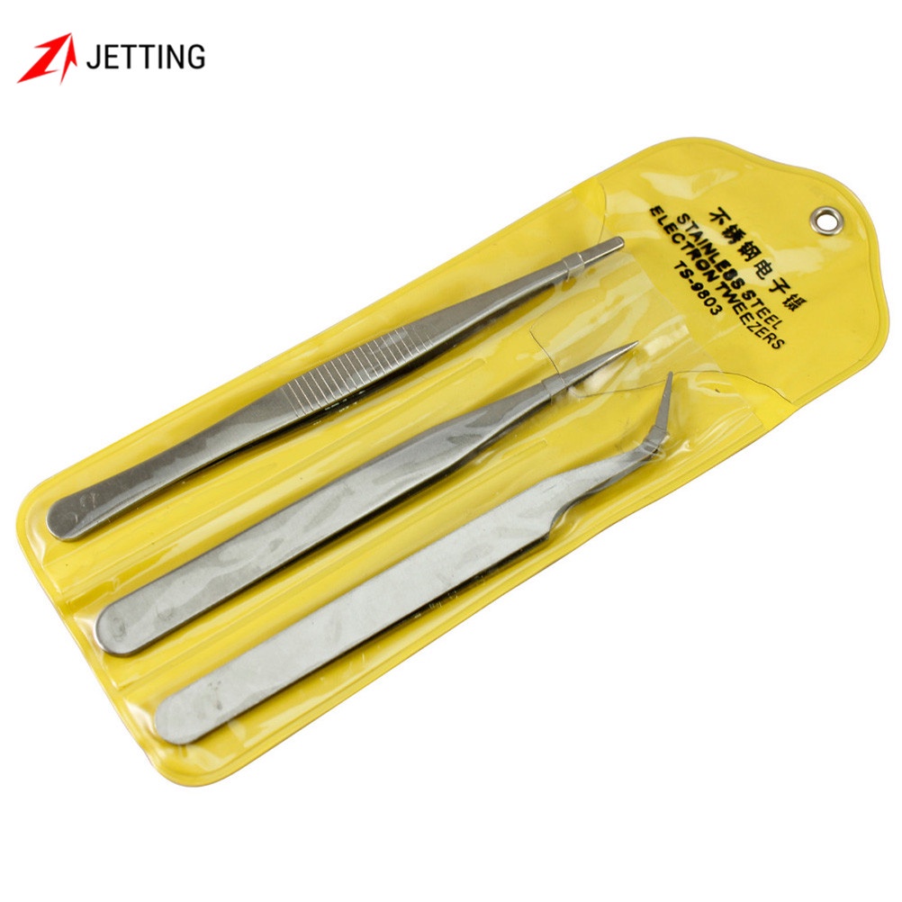 JETTING Bộ 3 nhíp sửa chữa làm bằng thép không gỉ