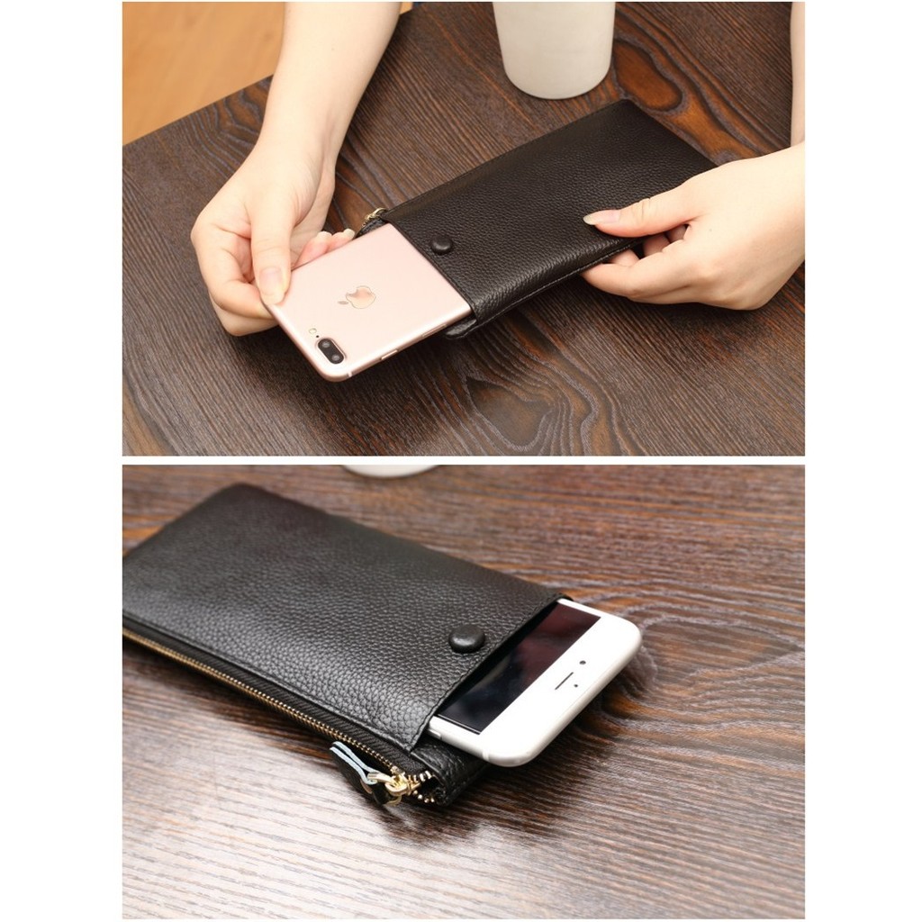 Ví Da Bò Có Ngăn Ngoài Để Điện Thoại