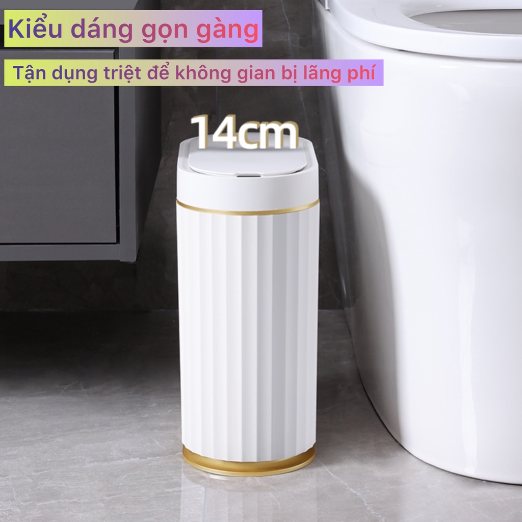 Thùng rác cảm ứng JAH thông minh tiện dụng viền vàng nhà tắm bếp ngủ