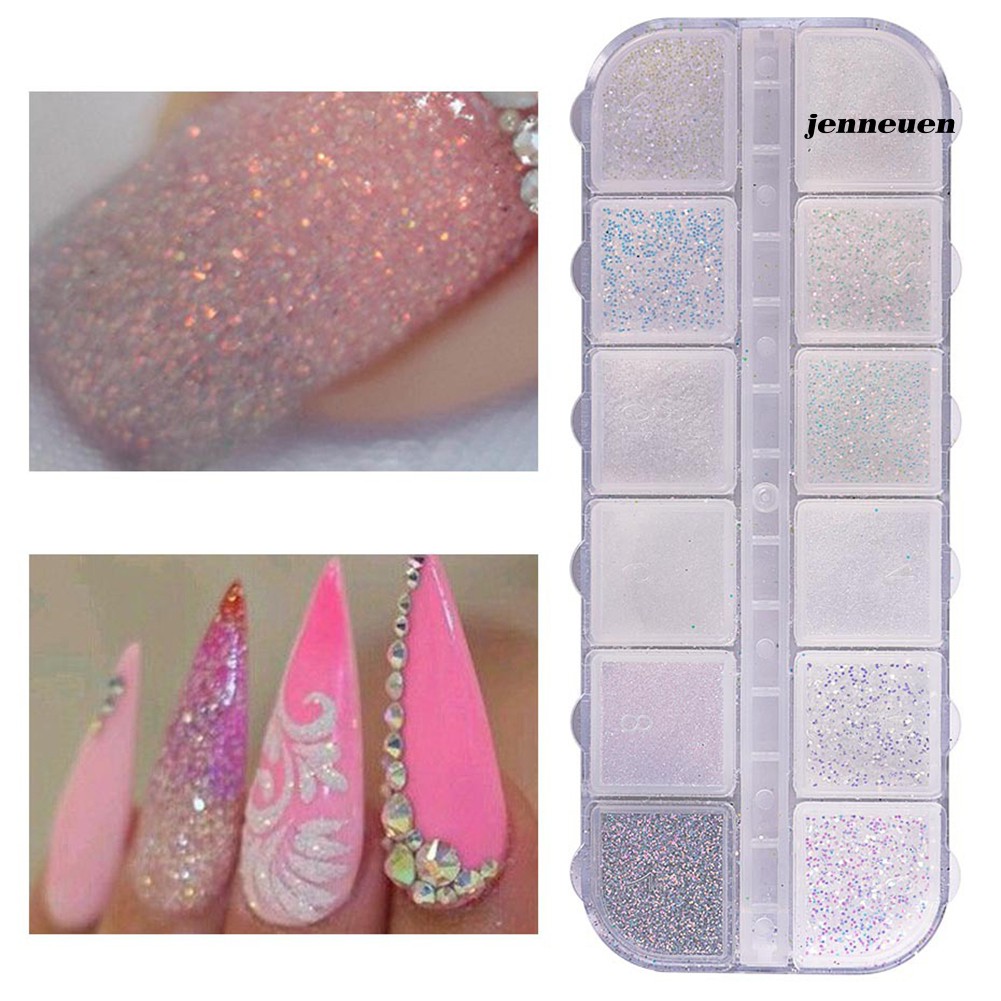 [Hàng mới về] Hộp kim tuyến 12 ngăn trang trí móng tay 3D sang trọng