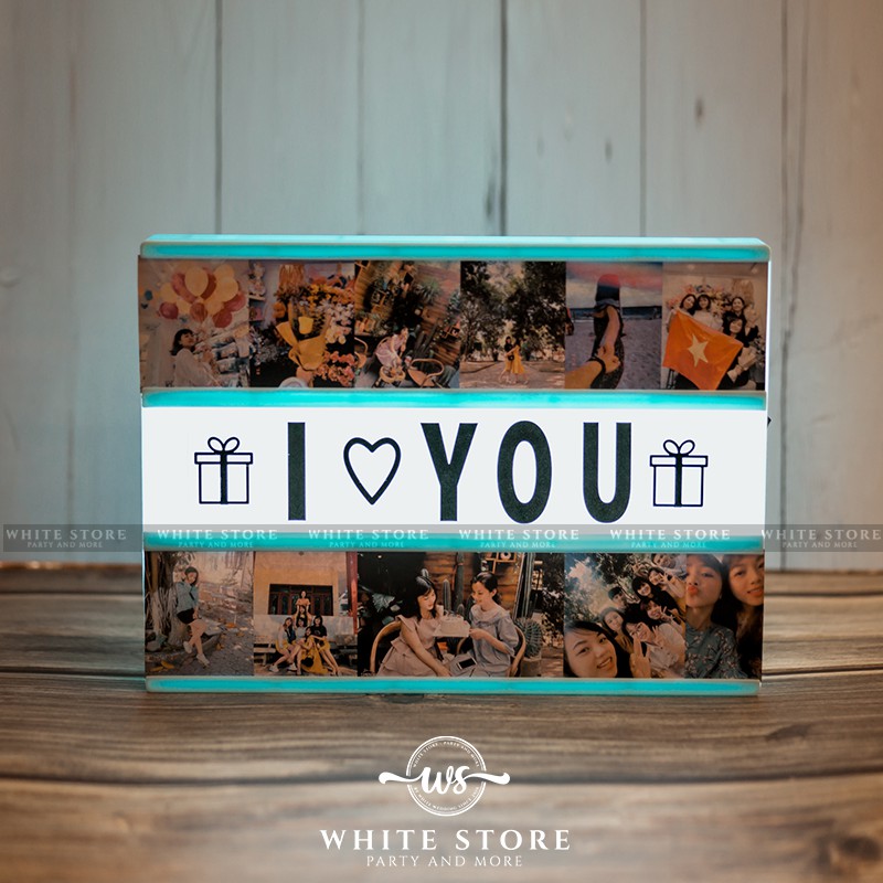 Hộp đèn LED gắn chữ - CINEMA LIGHT BOX -để bàn hoặc  treo tường trang trí phòng ngủ, nhà cửa hoặc tiệc sinh nhật kỉ niệm