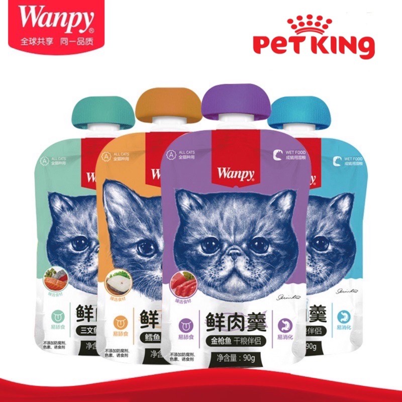 Súp thưởng Wanpy 90gr nắp vặn tiện lợi cho Mèo yêu