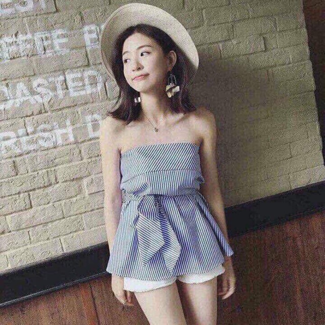 Áo ống sọc cột eo