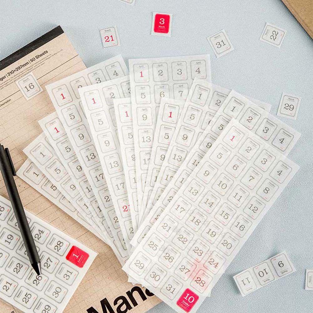 Bộ 365 Miếng Dán Decal Hình Lịch Trang Trí Sổ Tay Lên Kế Hoạch Agenda