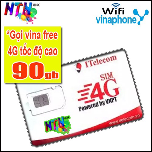 Sim 4G itel gói may💝 gọi vina miễn phí, lên mạng miễn phí 90gb giống gói 💝vina vd89