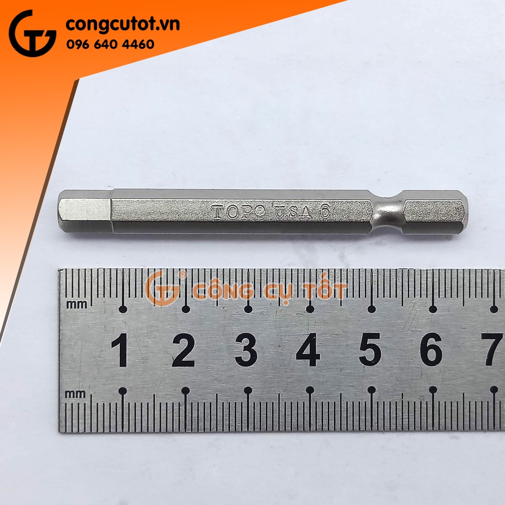 Đầu bắt vít lục giác đực dài 65 mm chuôi lục TOP USA