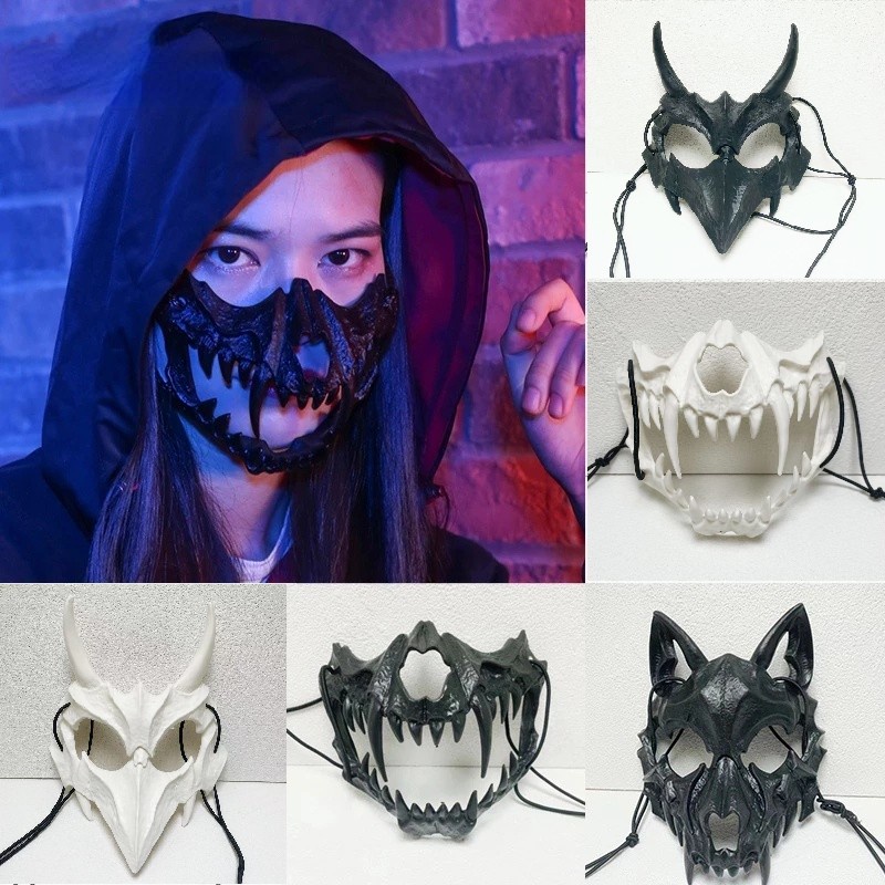 Mặt Nạ Hóa Trang Halloween Hình Đầu Lâu Hổ Độc Đáo