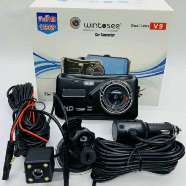 Camera hành trình Wintosee V9 siêu nét 1296P  tích hợp camera lùi