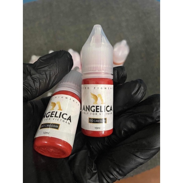 Mực phun xăm Angelica tem trắng hữu cơ Việt Nam siêu đậm, nhanh bám, giữ màu 95% sau bong
