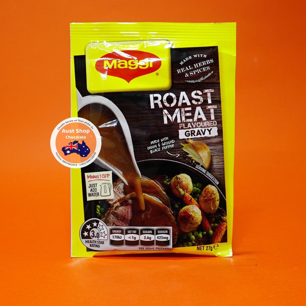 Bột Sốt Nâu Gravy Maggi Mix flavour (Pack 3 gói) - Gravy Sauce Powder Beef Steak (pack-3) - Aust Shop Chocolate