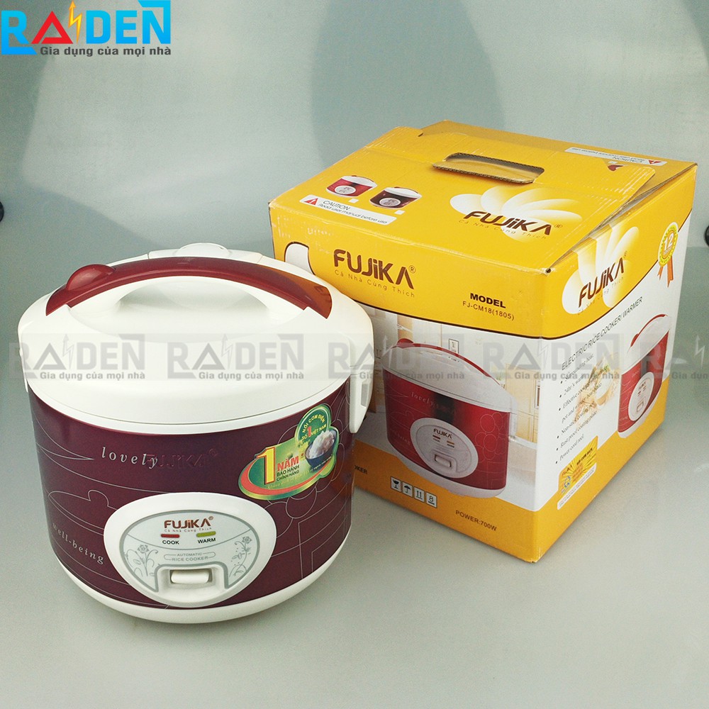 Nồi cơm điện nắp gài 1.8L Fujika FJ-CM18 dành cho 4 - 6 người ăn - Màu ngẫu nhiên