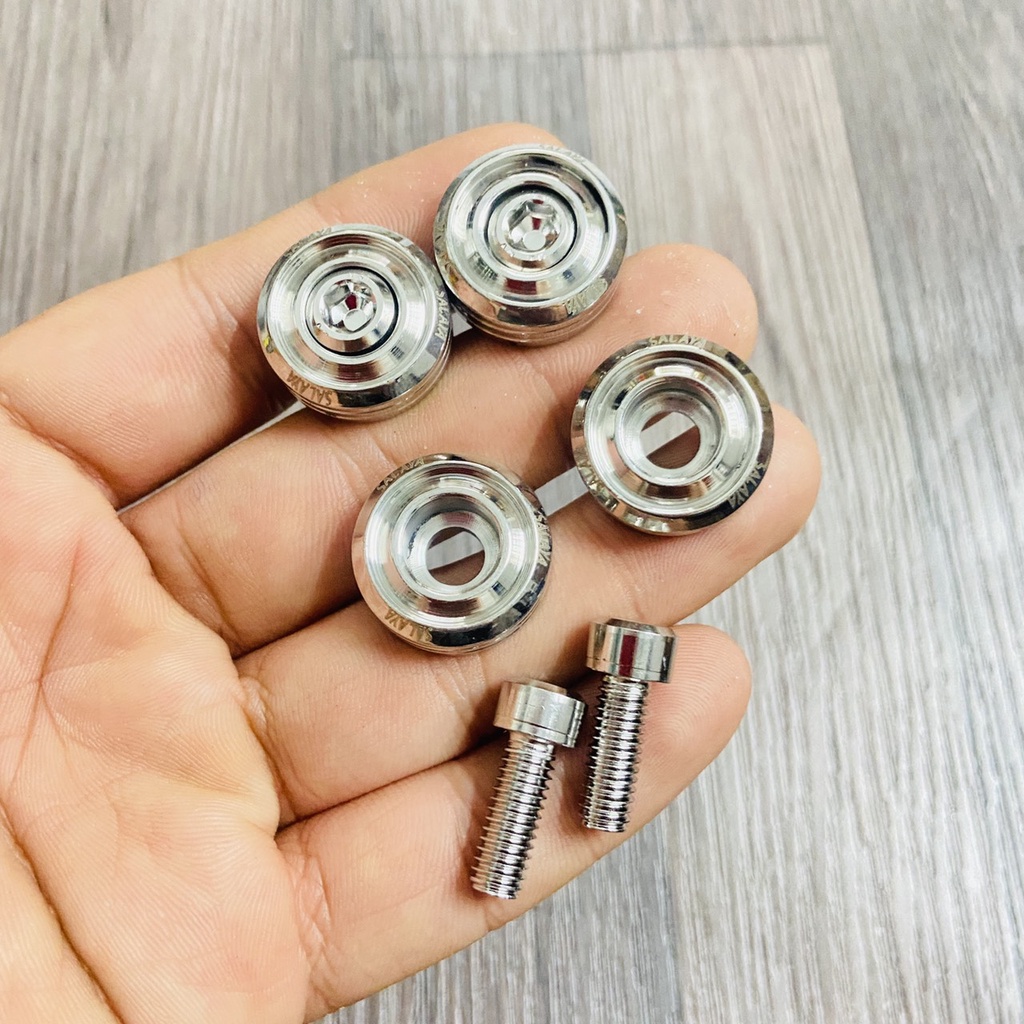 (MỚI VỀ) Bộ 04 ốc khâu pô các dòng xe tay ga như VISION, VARIO, SH, ỐC KIỂU XE MÁY MẪU SALAYA THÁI XOẮN SÁNG BÓNG