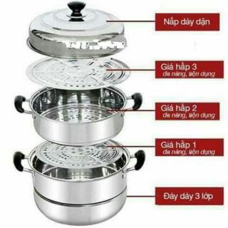 NỒI HẤP 3 TẦNG INOX