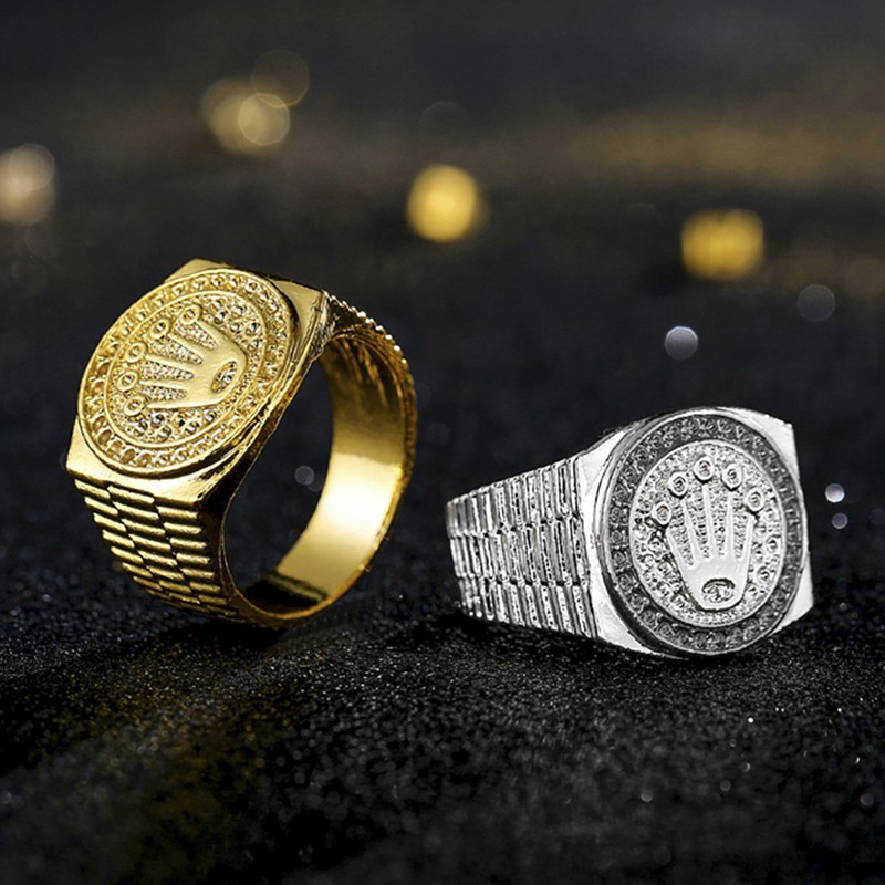 [bigapple]Vintage Hip Hop Gold Crown Ring Men Women Engagement Wedding Party Rings Jewelry adore