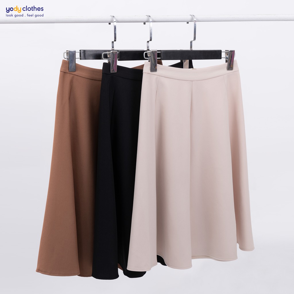 Chân váy xòe nữ YODY công sở dáng dài 6 mảnh có túi vải tuýt si cao cấp CVN4182 | BigBuy360 - bigbuy360.vn