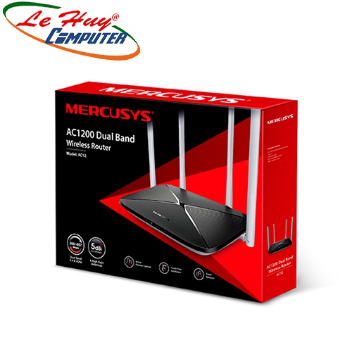 Bộ Phát Wifi Băng Tầng Kép AC1200 Mercusys AC12 - Hàng Chính Hãng