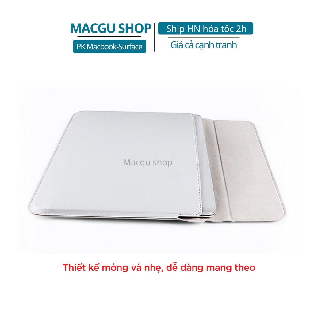 Bao da Macbook, Laptop kèm đế kê máy tiện lợi, thời trang. Túi da macbook chống nước, chống trầy xước