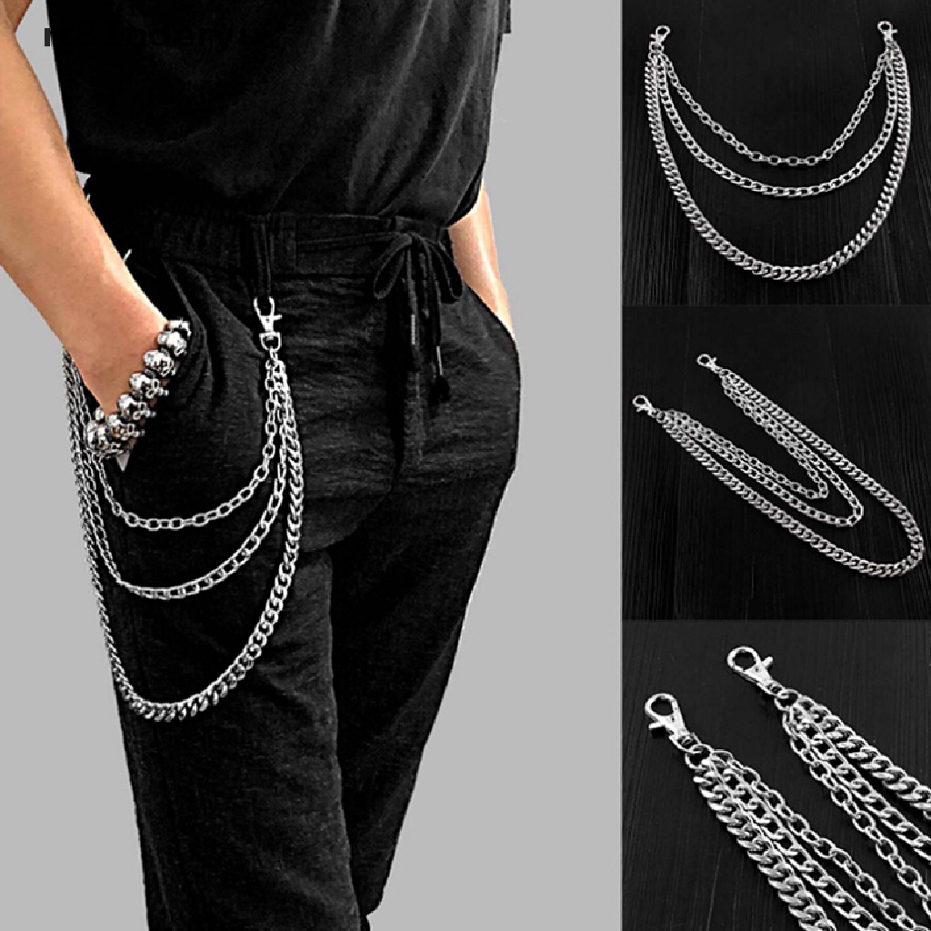 Dây xích 3 lớp bằng thép không gỉ dành cho nam mặc ví quần dài phong cách punk [rt81nderyu]
